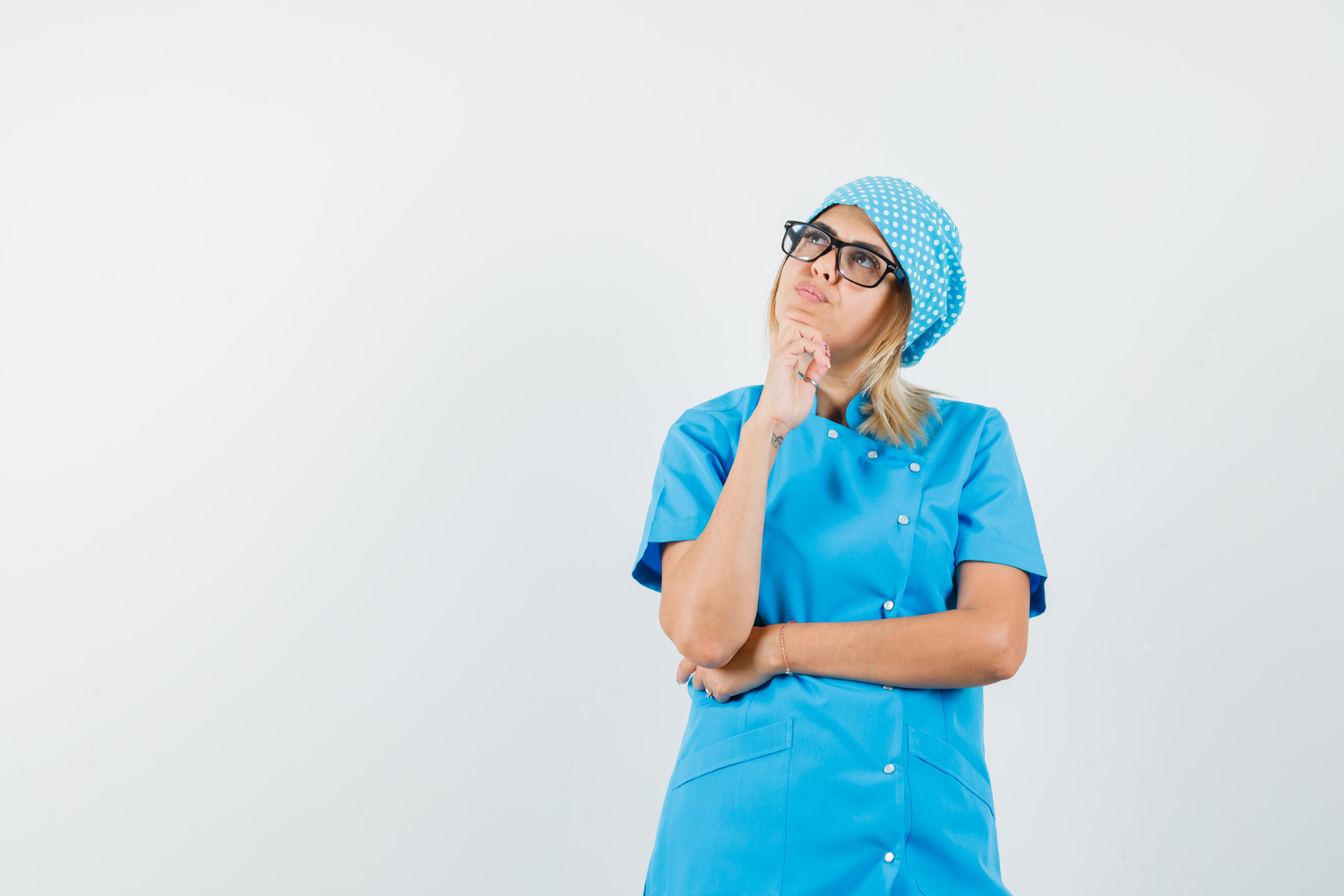 Picture of a confused female nurse